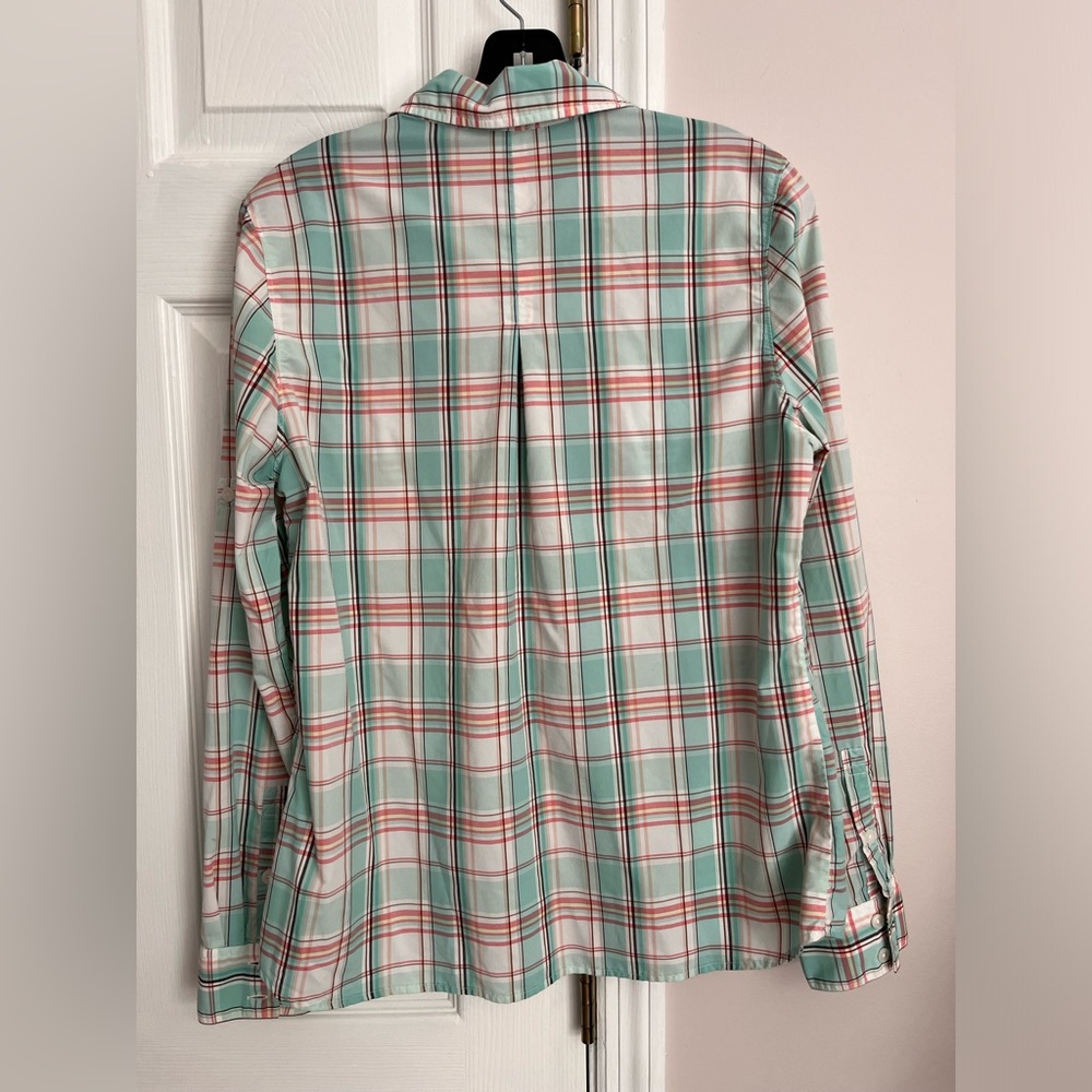 Patagonia Nylon/Polyester Long Sleeve Button Shirt Women’s Sz 10 Green Plaid - Picture 5 of 8